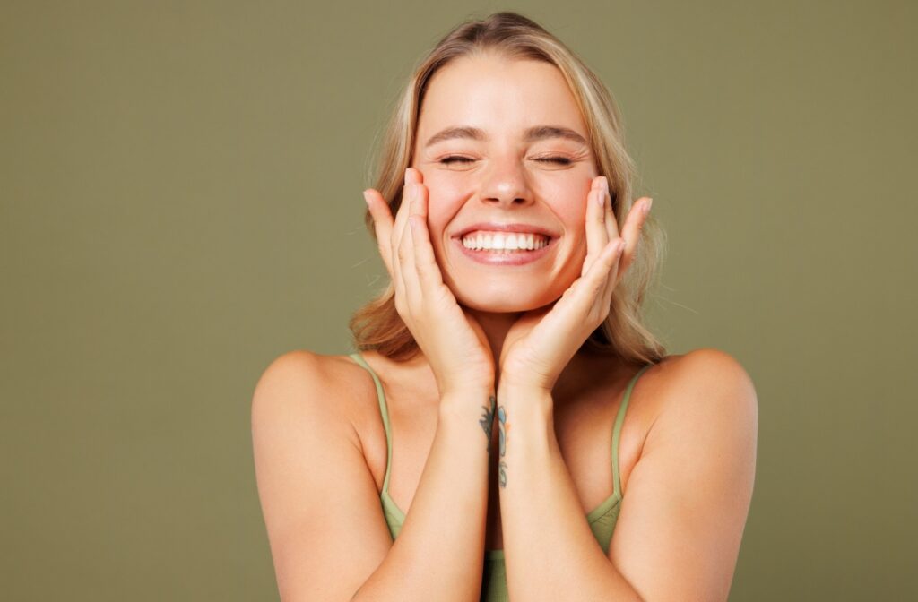Adult with veneers smiling